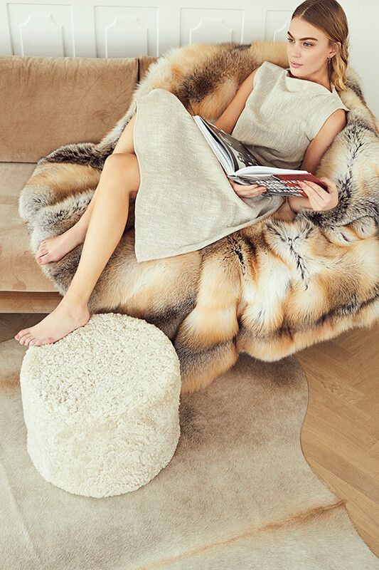 Plaid Premium Fox | Support Cachemire | Light Gold | 150x150 cm Or clair