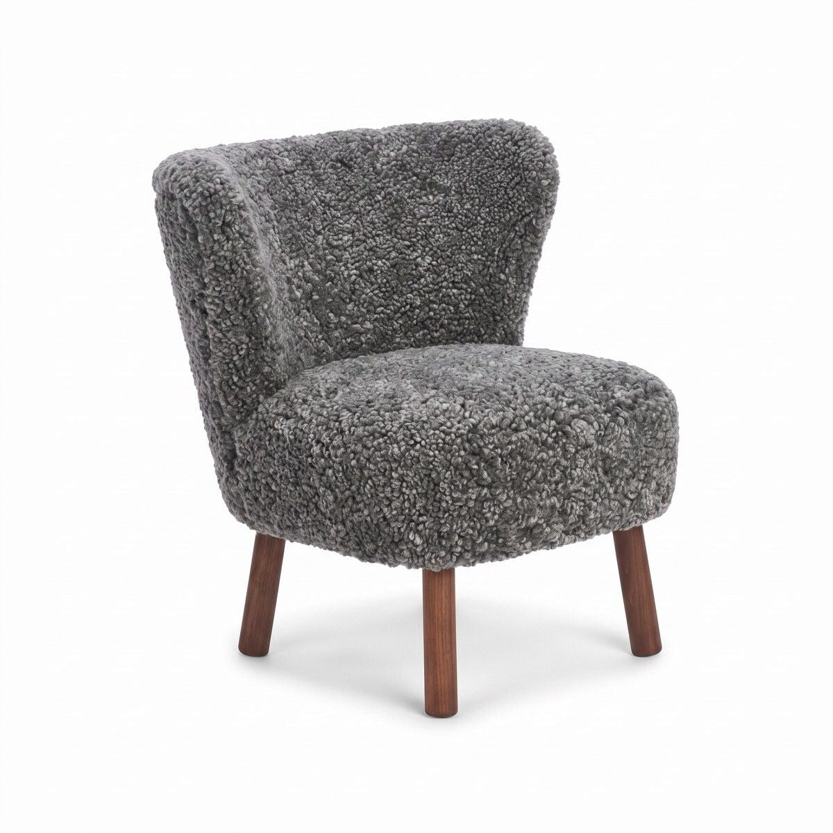 Fauteuil lounge Emily | Laine courte Graphite