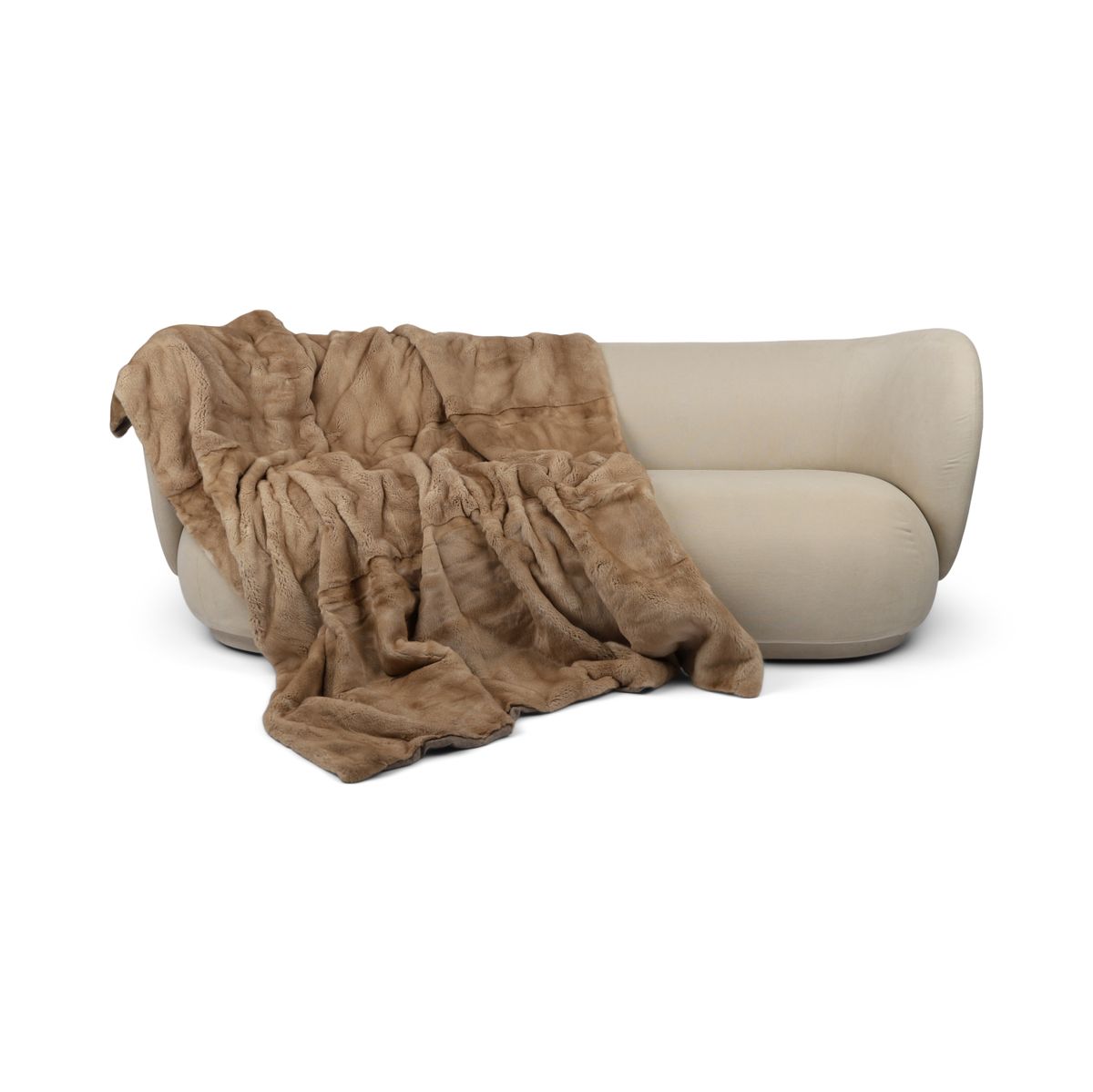 Jeté en vison avec revers en cachemire | Palomino | 165 × 200 cm