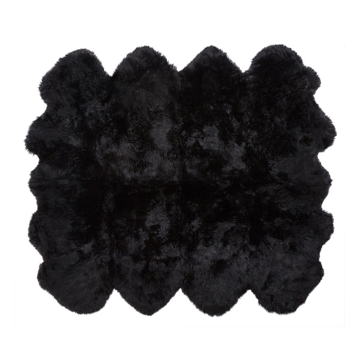 Peau de mouton de Nouvelle-Zélande à laine longue 180x214 cm Noir