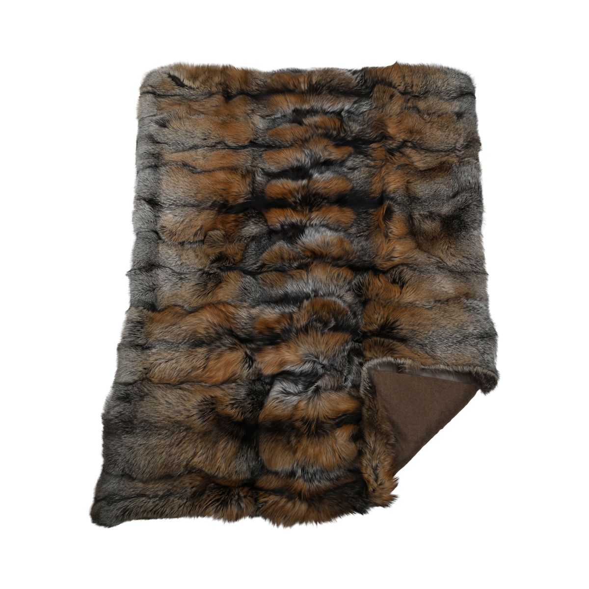 Plaid Premium en Fourrure de Renard | Doublure Cachemire | Croix Dorée | 160x200 cm