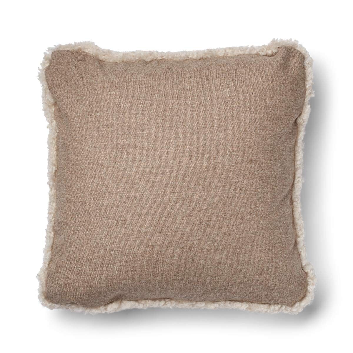 Coussin en laine courte de mouton Beige/Perle