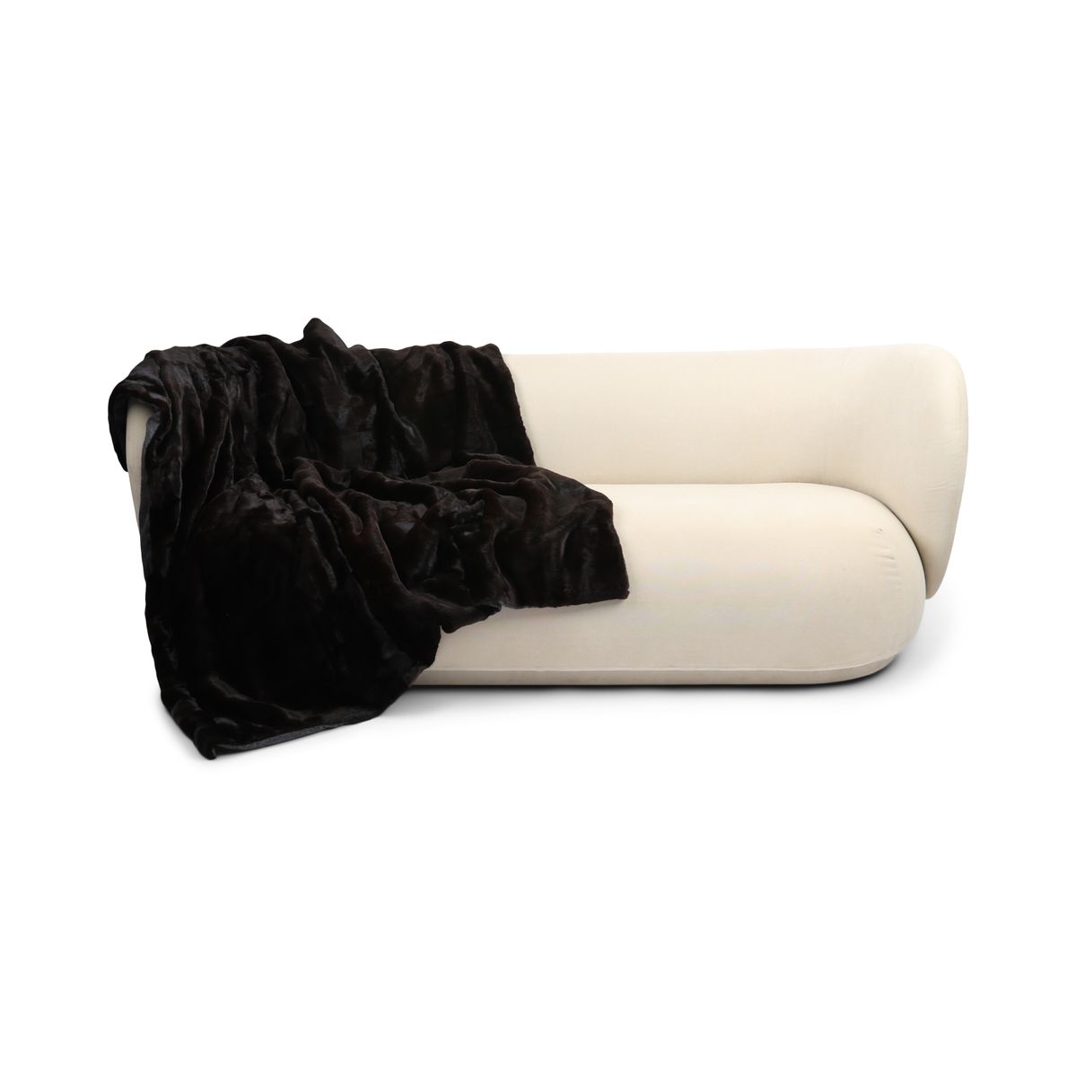 Plaid en Vison | Doublure Cachemire | Brun Foncé Naturel | 150x160 cm