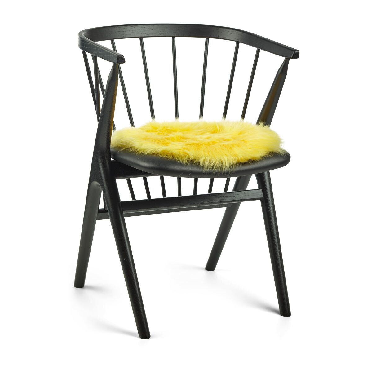 Dessus de siège en peau de mouton | Laine longue | Ø38 cm Citron