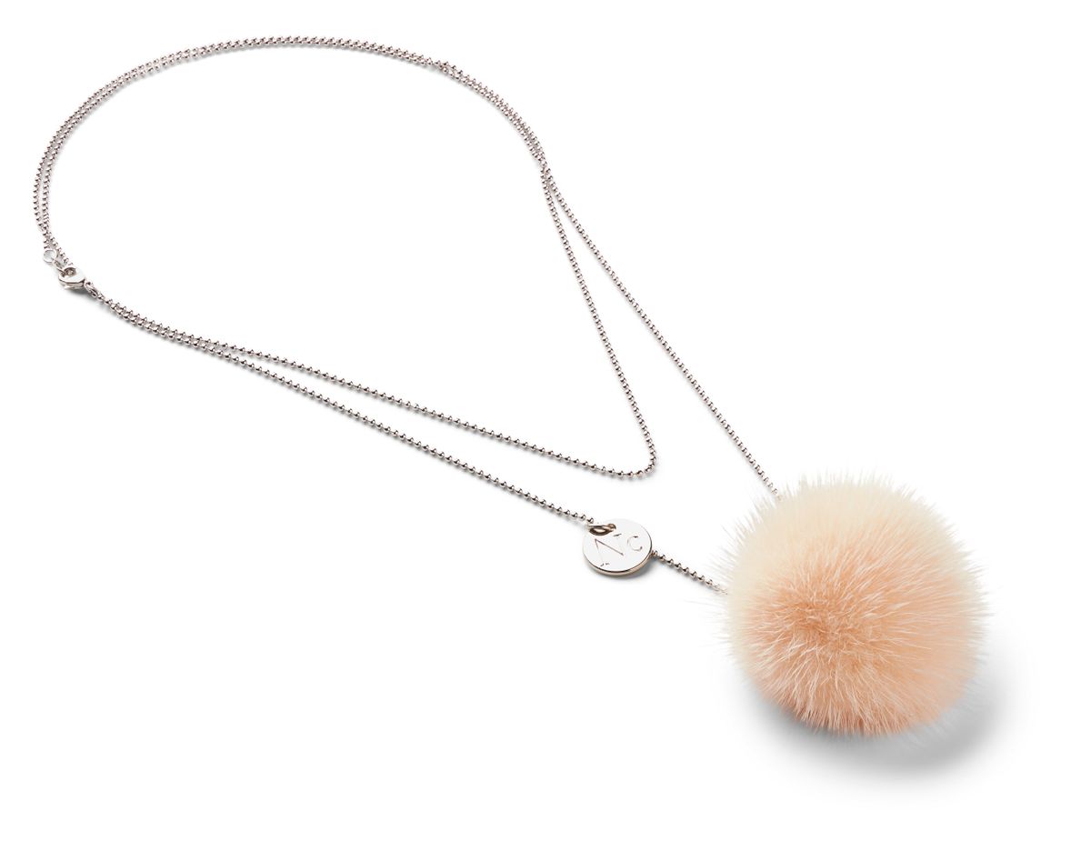 Collier Pompon Rose pêche