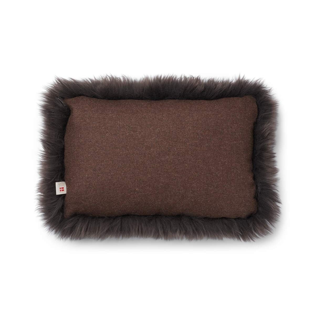 Coussin en peau de mouton longue laine Marron/Noyer