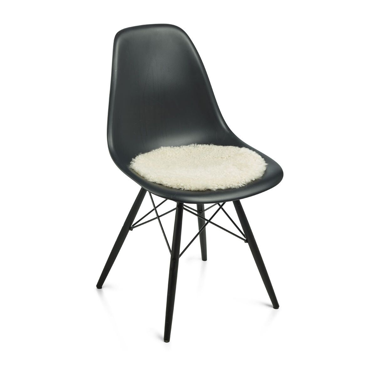 Dessus de siège en peau de mouton bouclée à laine courte | Ø38 cm