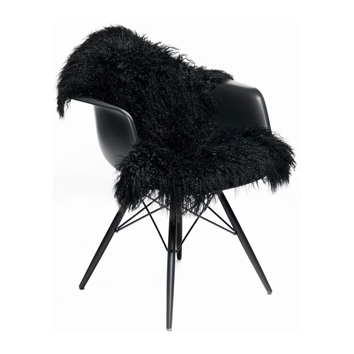 Peau de mouton bouclée 135x50 cm Noir