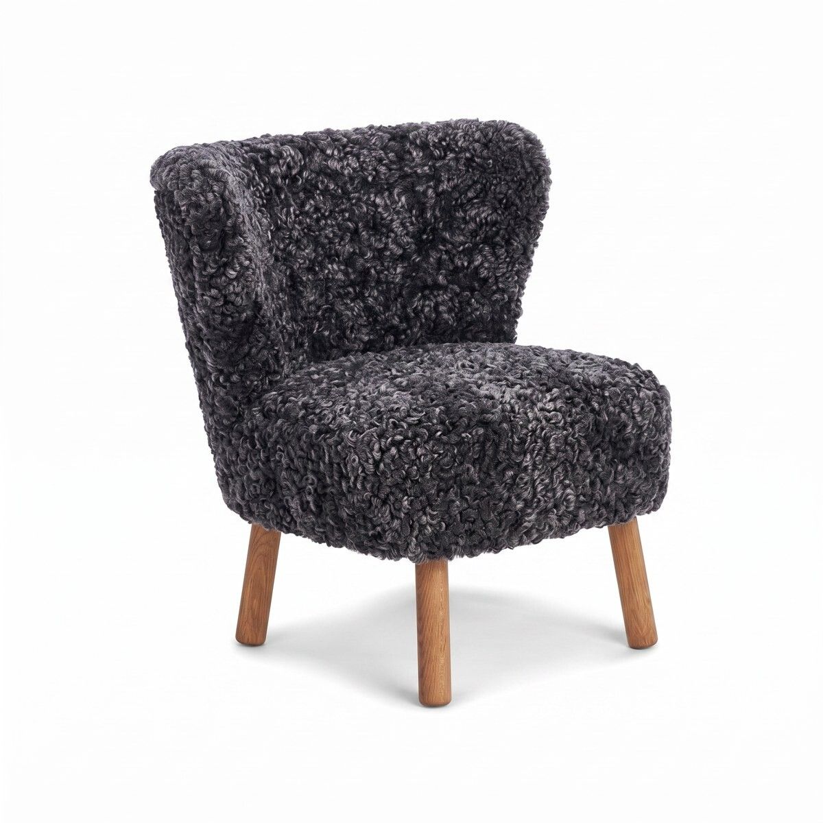 Fauteuil lounge Emily | Laine courte Anthracite