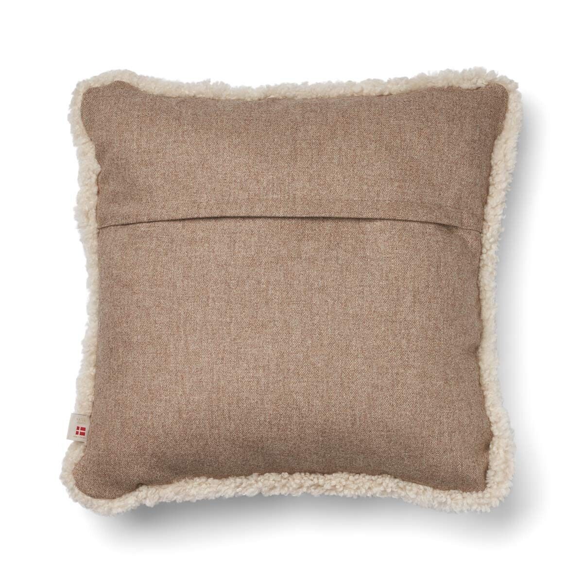 Coussin en laine courte de mouton Beige/Perle