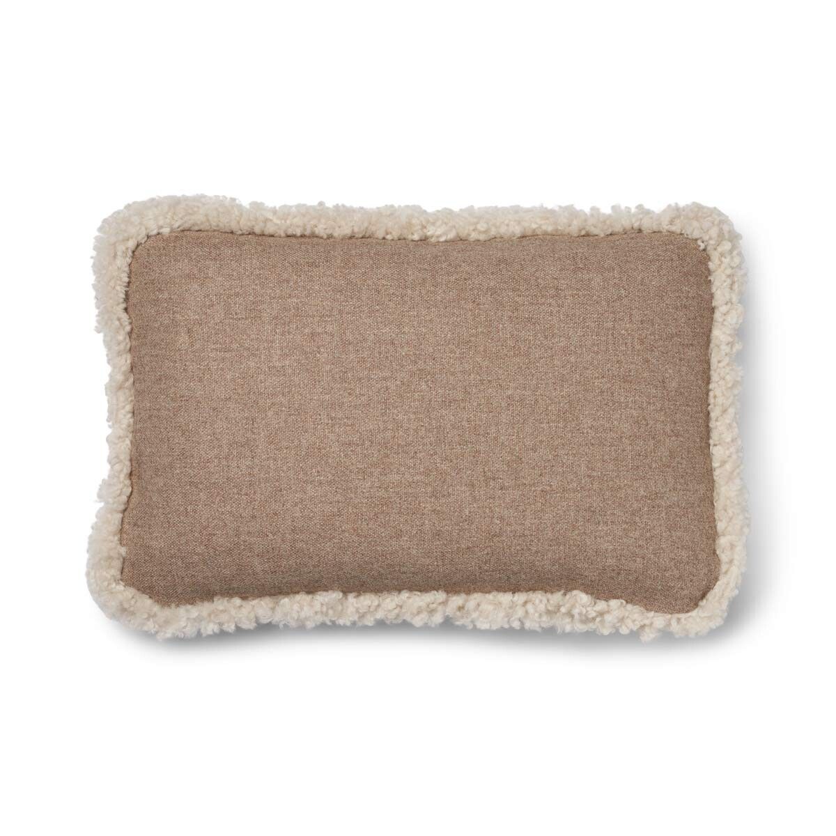 Coussin en laine courte de mouton Beige/Perle