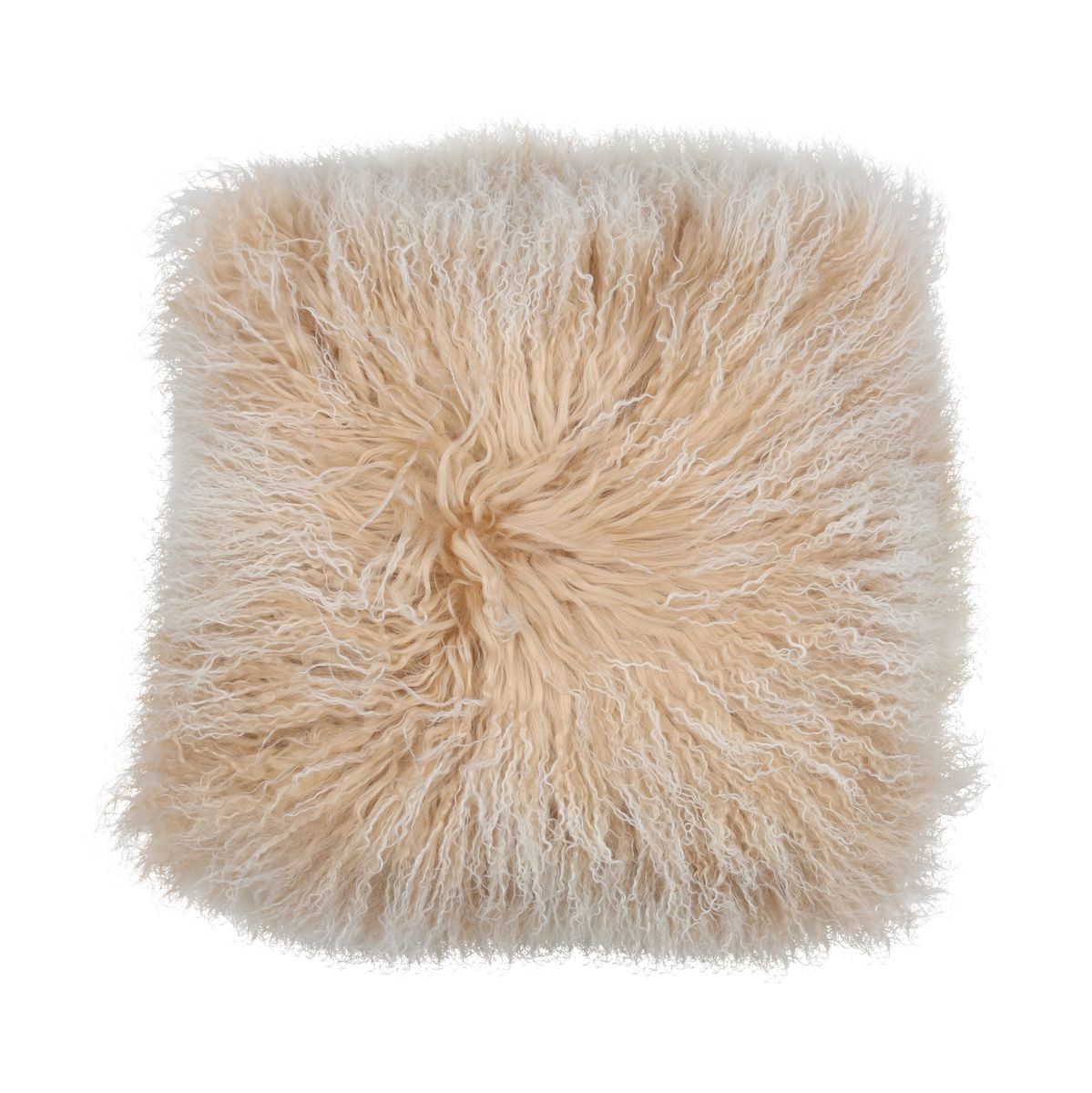 Coussin en peau de mouton bouclée Lever de soleil arctique