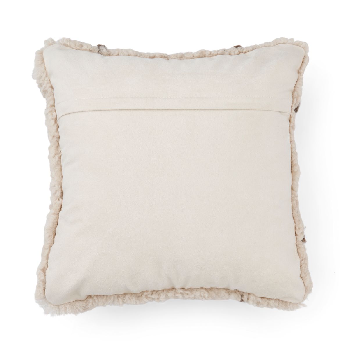 Coussin en laine courte de mouton Perle/Taupe