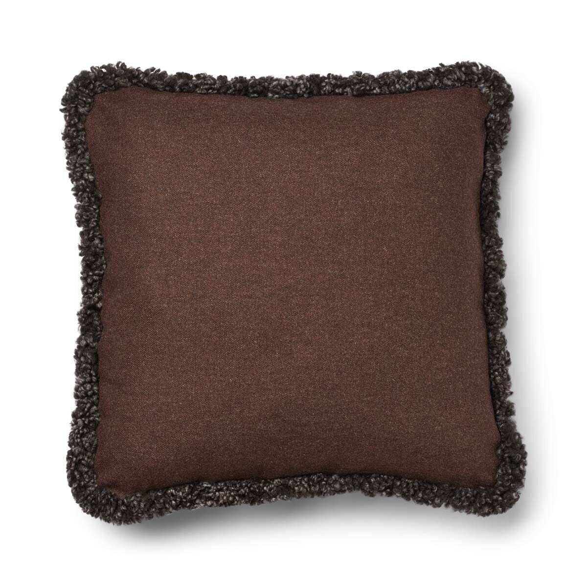 Coussin en laine courte de mouton Marron/Cappuccino