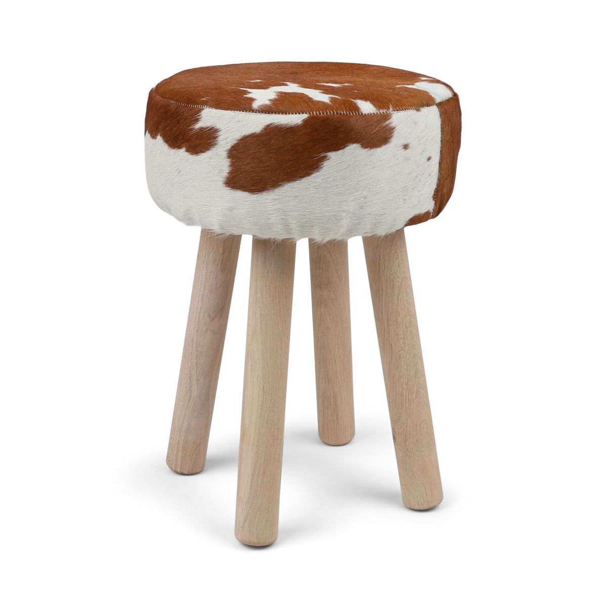 Tabouret en peau de vache | 48x34 cm Marron/Blanc