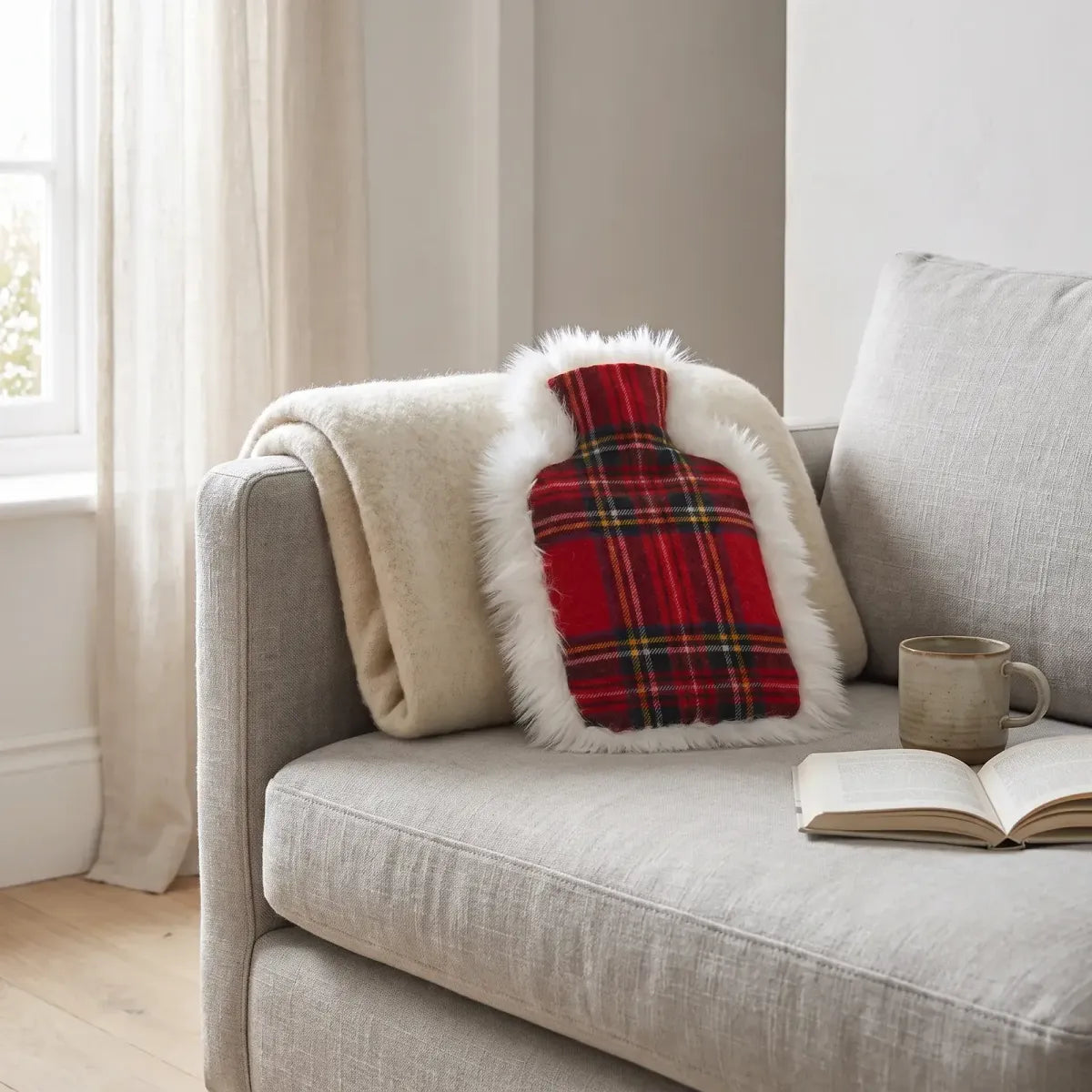 Bouillotte | Peau de mouton et laine | 37x27 cm Lindsay Tartan/Ivory