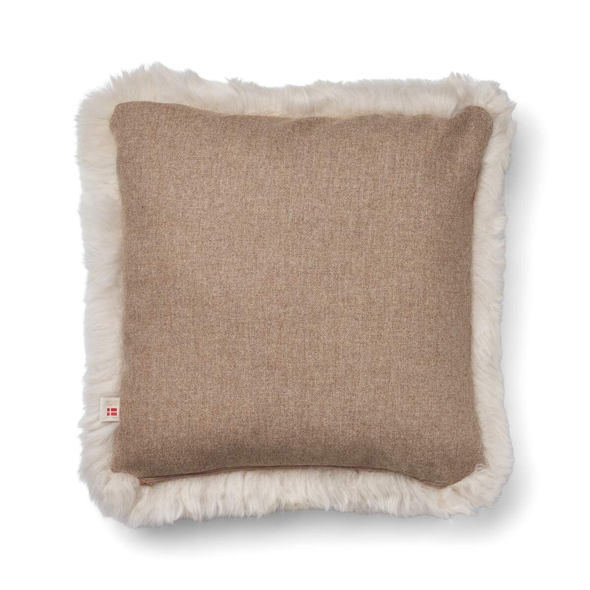 Coussin en peau de mouton longue laine Beige/Linen
