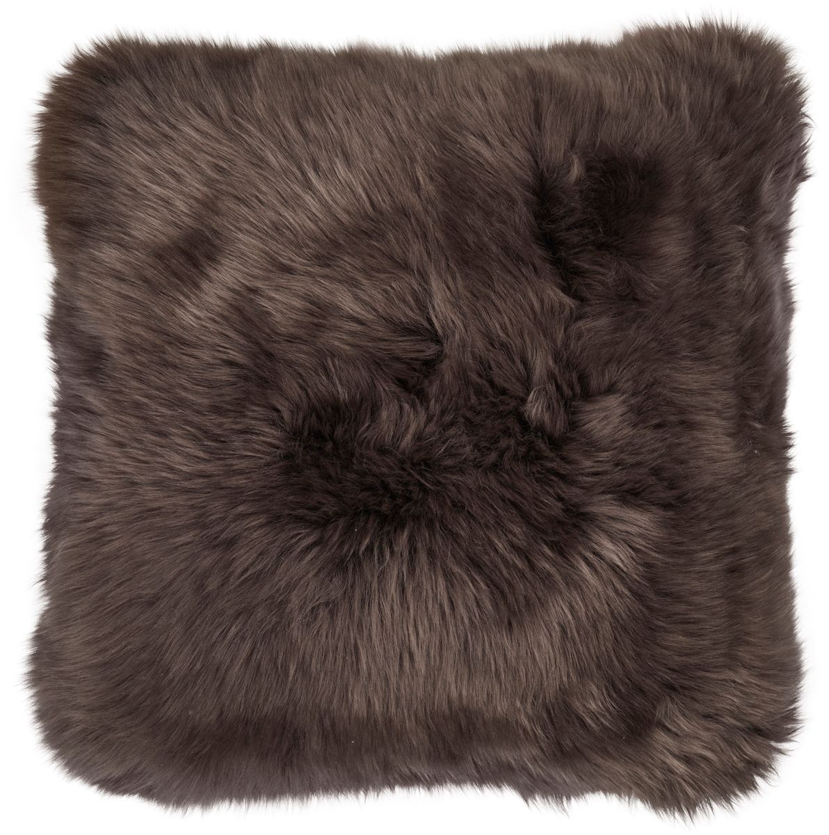 Coussin en peau de mouton longue laine Noyer