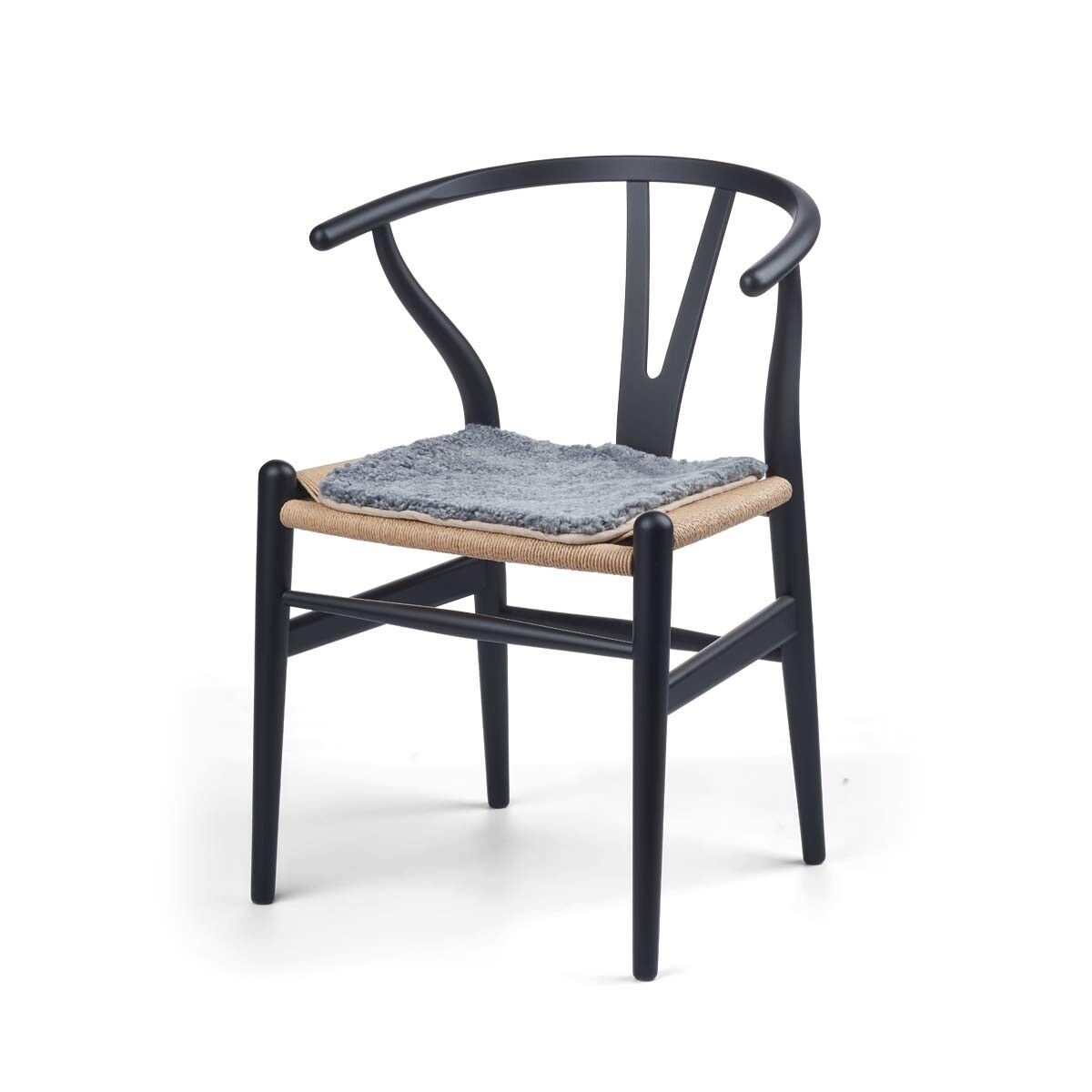 Dessus de siège en peau de mouton tibétaine | Ø38 cm Gris Léger