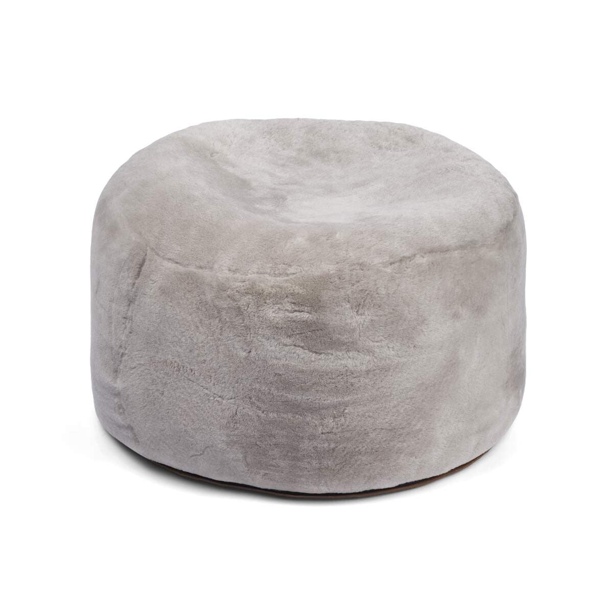 Pouf rond en mocassin Gris Argenté