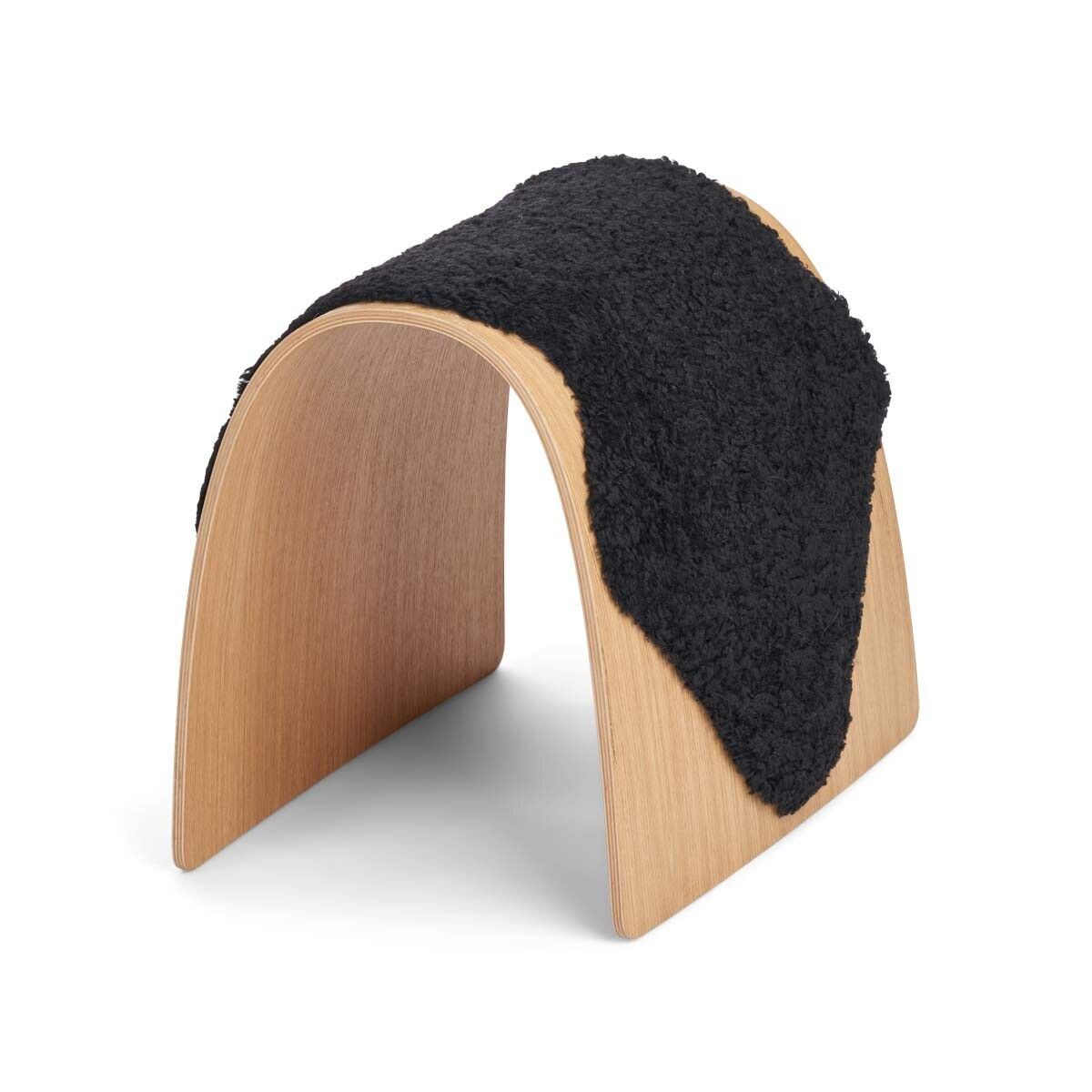 Dessus de tabouret en peau de mouton | Laine courte Noir