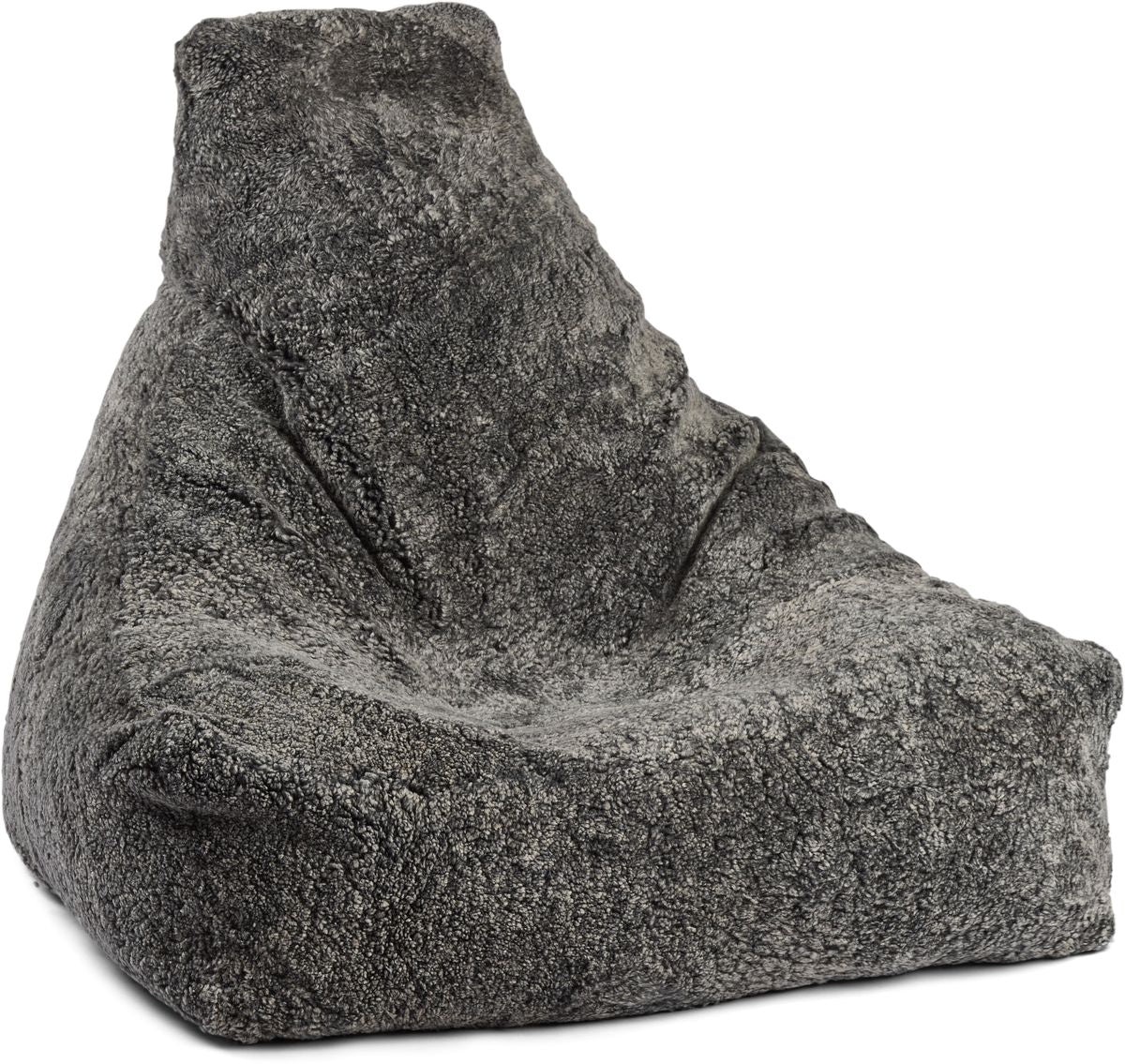 Fauteuil pouf en peau de mouton | Laine courte Graphite
