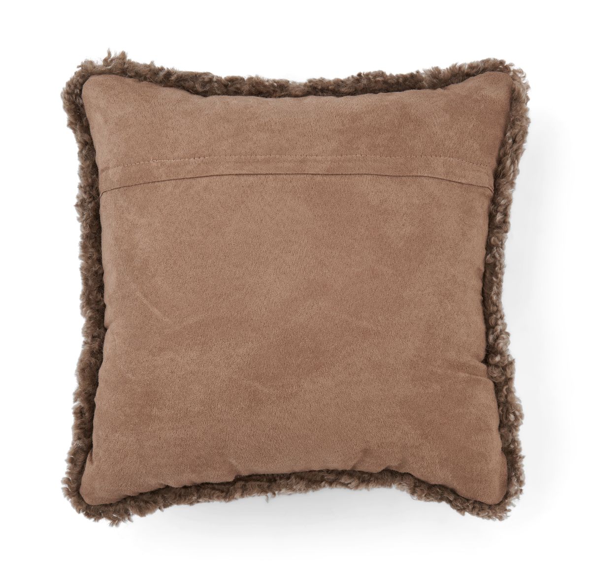 Coussin en laine courte de mouton Taupe/Blanc