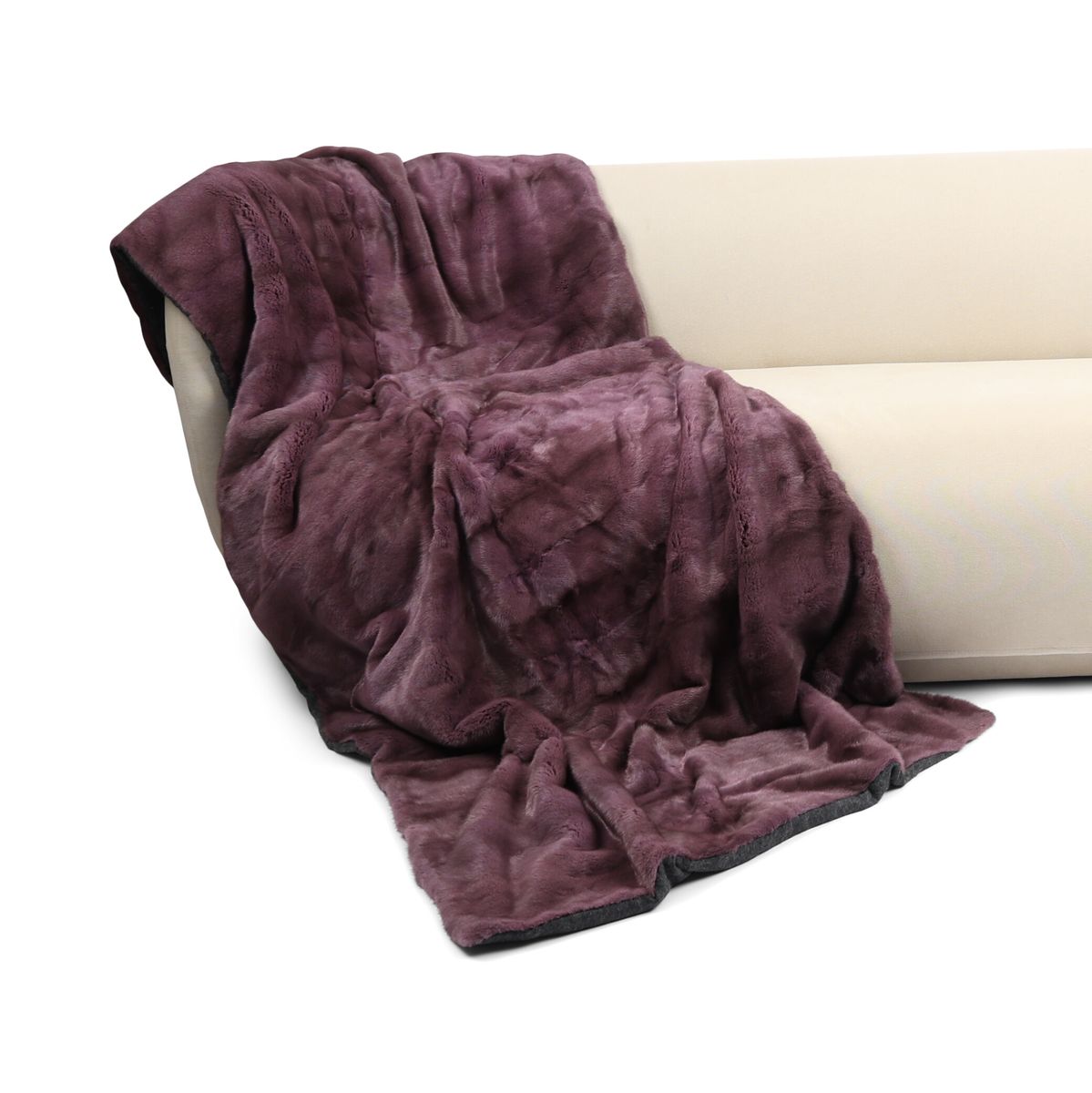 Plaid en Vison | Doublure en Cachemire | Violet | 100x200 cm