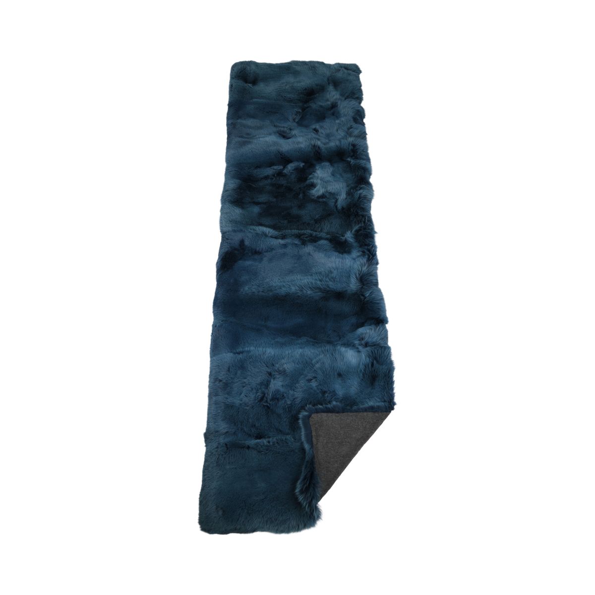 Plaid Premium en Fourrure de Renard | Doublure Cachemire | Bleu Indigo | 80x260 cm