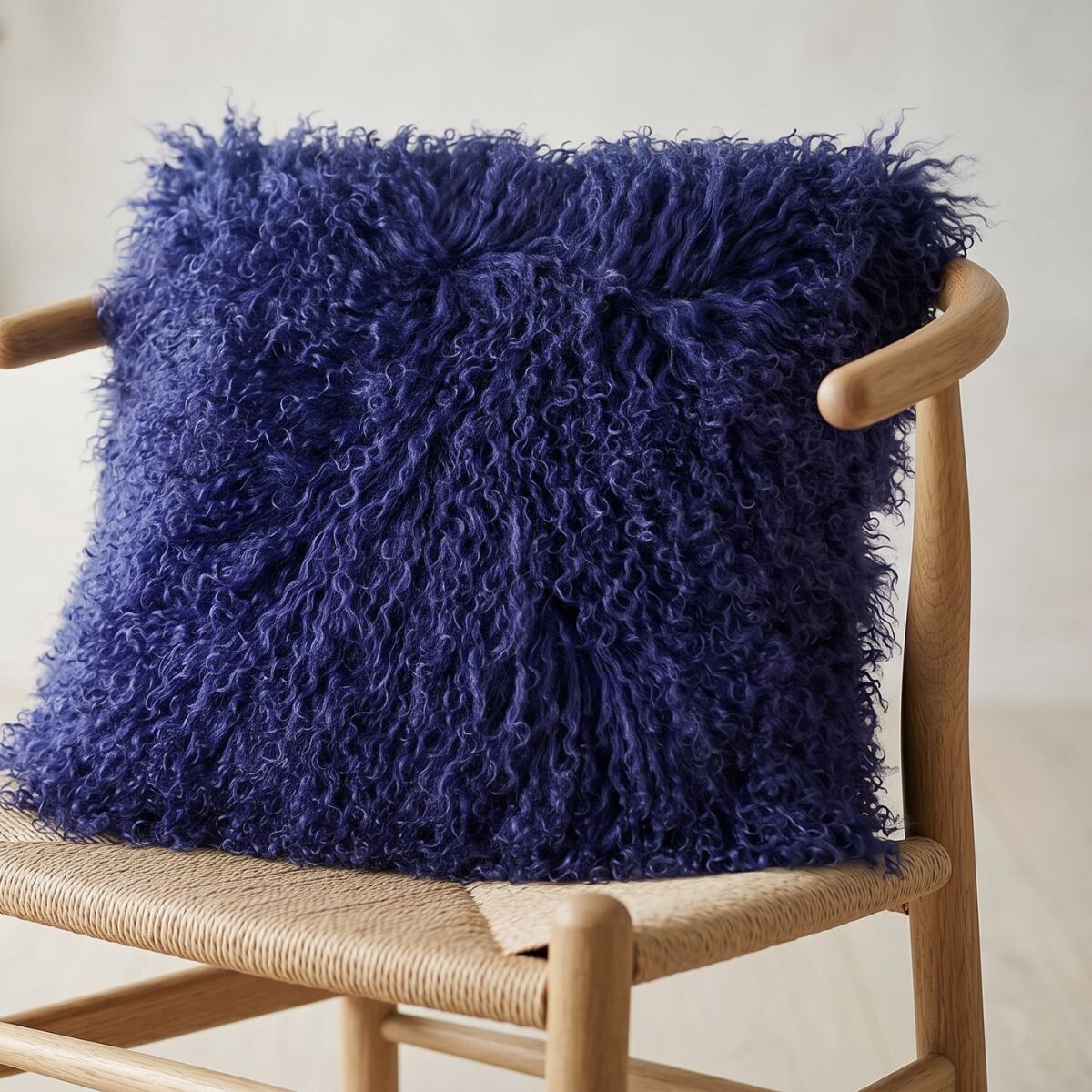 Coussin bouclé Bleu Marine