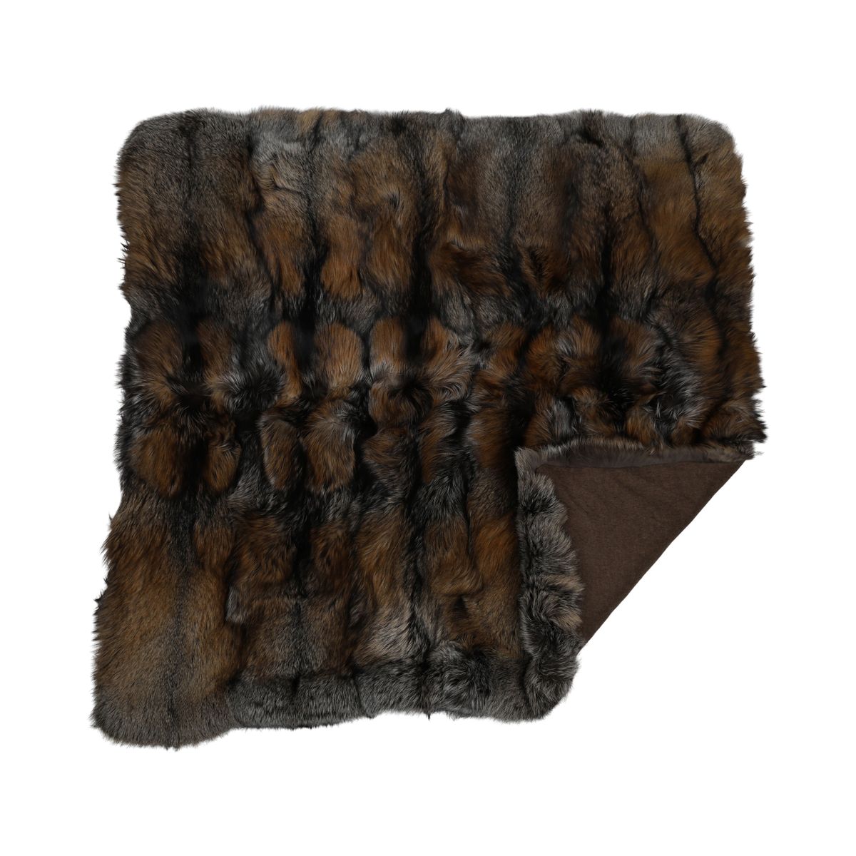 Plaid Premium en Fourrure de Renard | Doublure Cachemire | Croix Dorée | 150x160 cm