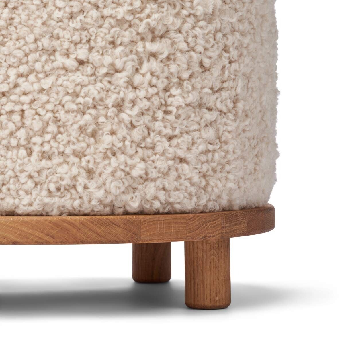 Tabouret Simon en Laine courte Perle