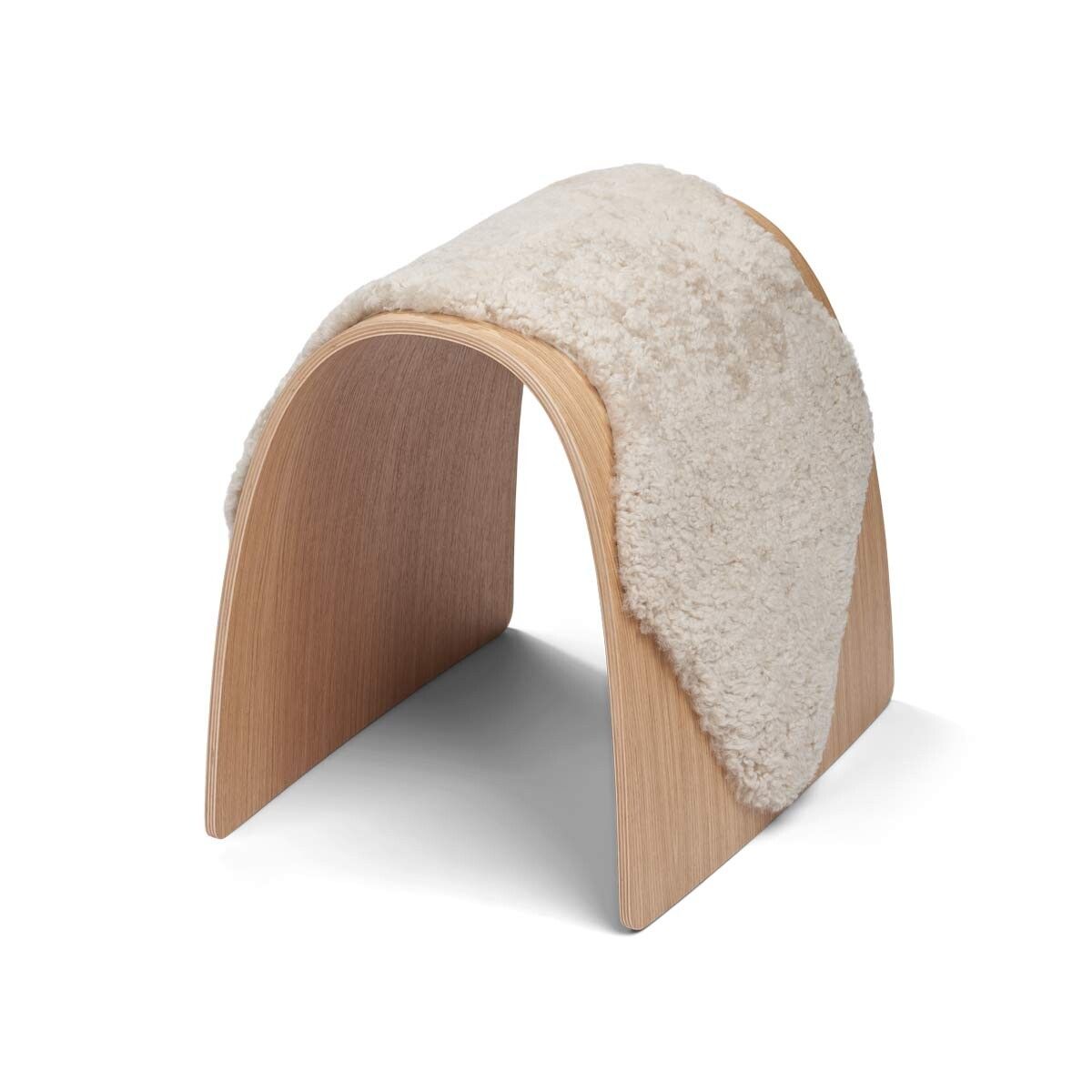 Dessus de tabouret en peau de mouton | Laine courte Perle