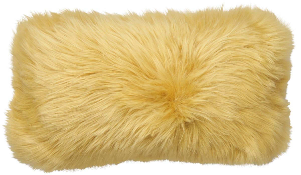 Coussin en peau de mouton longue laine Jaune