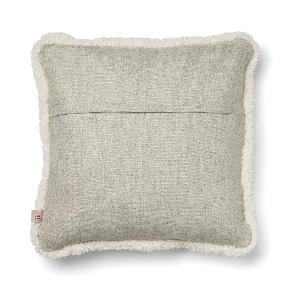 Coussin en laine courte de mouton Argent/Ivoire