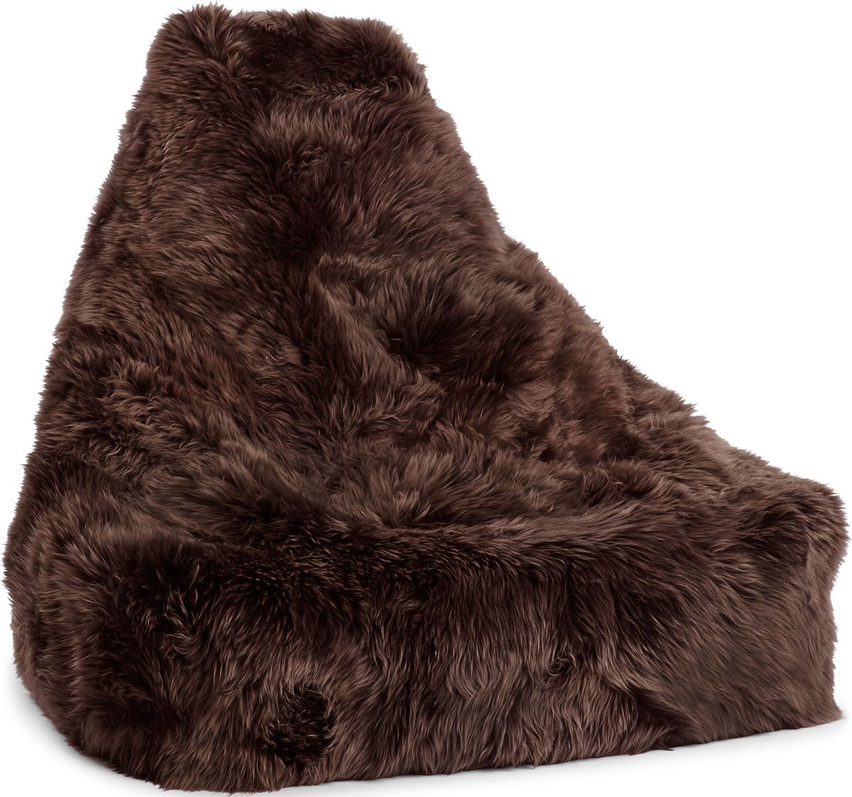 Fauteuil pouf en peau de mouton | Laine longue Chocolat
