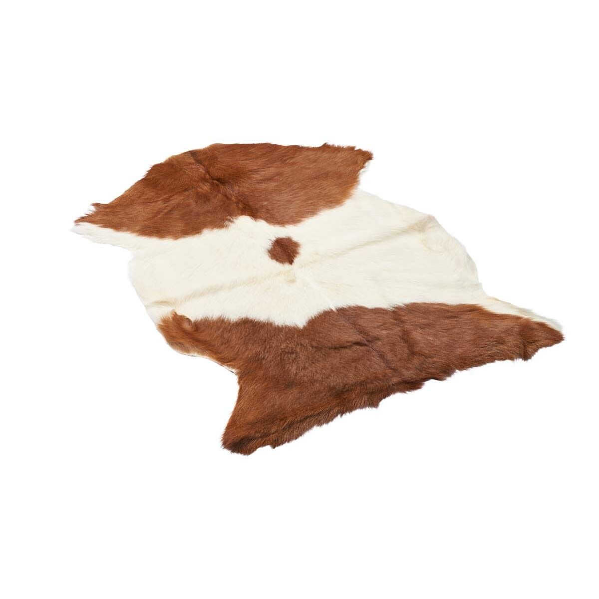 Peau de chèvre premium | Laine courte Marron/Blanc