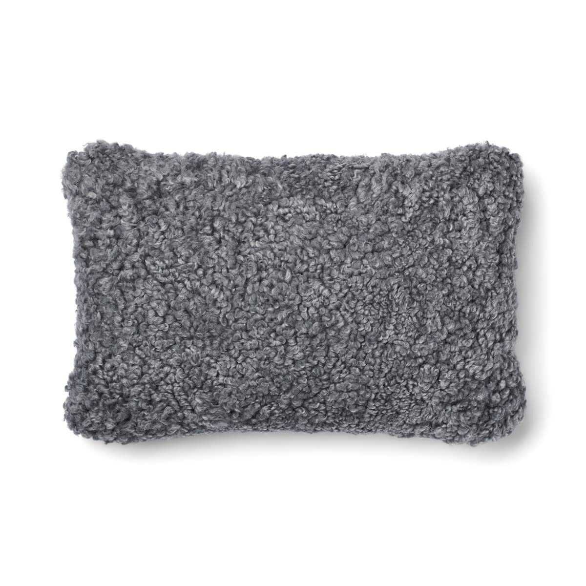 Coussin en laine courte de mouton Pierre/Gris clair
