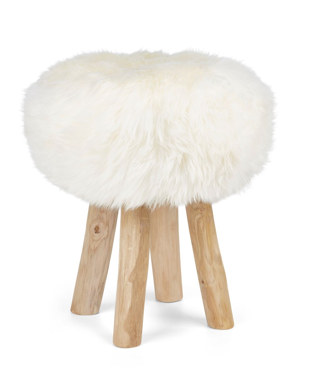 Tabouret Theodor + housse | Pieds en chêne | Peau de mouton de Nouvelle-Zélande