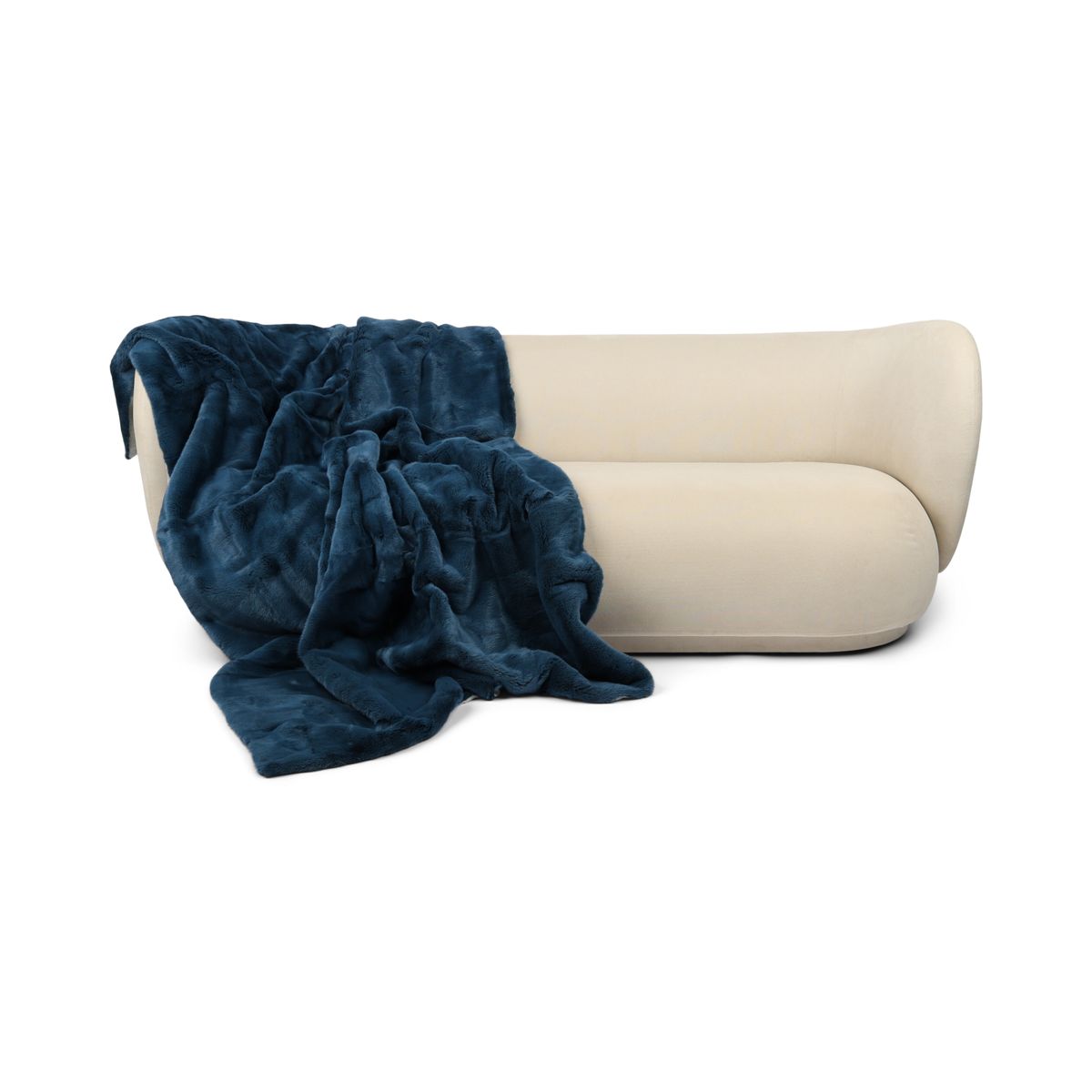 Jeté en vison avec revers en cachemire | Bleu indigo | 142 × 202 cm