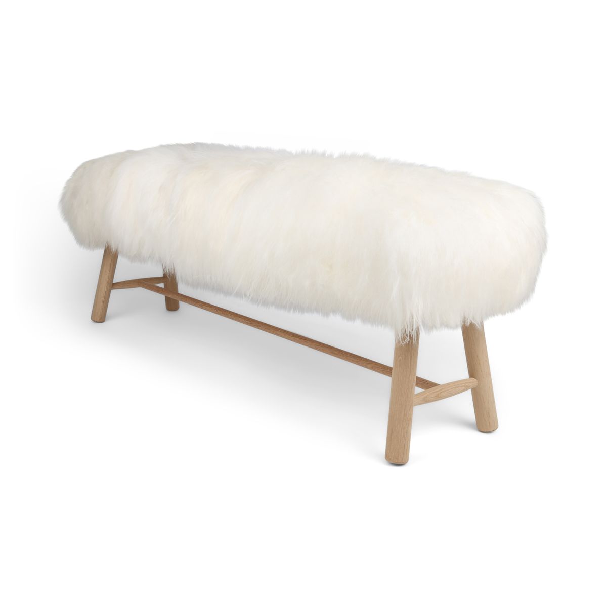 Banc Theo | Peau de mouton islandais | Pieds en chêne