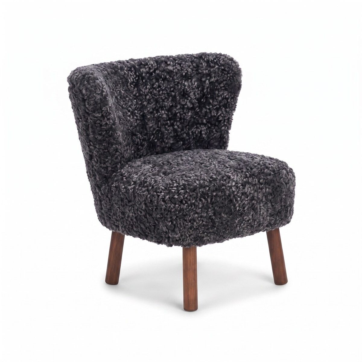 Fauteuil lounge Emily | Laine courte Anthracite