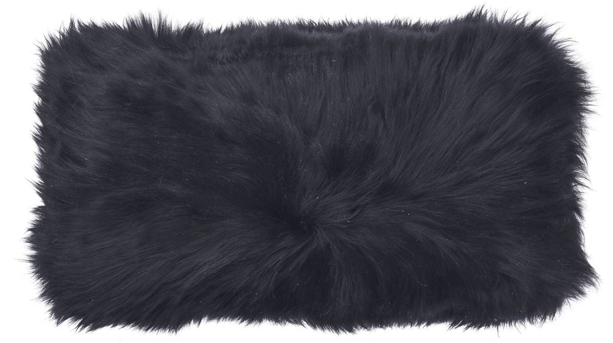 Coussin en peau de mouton longue laine Noir