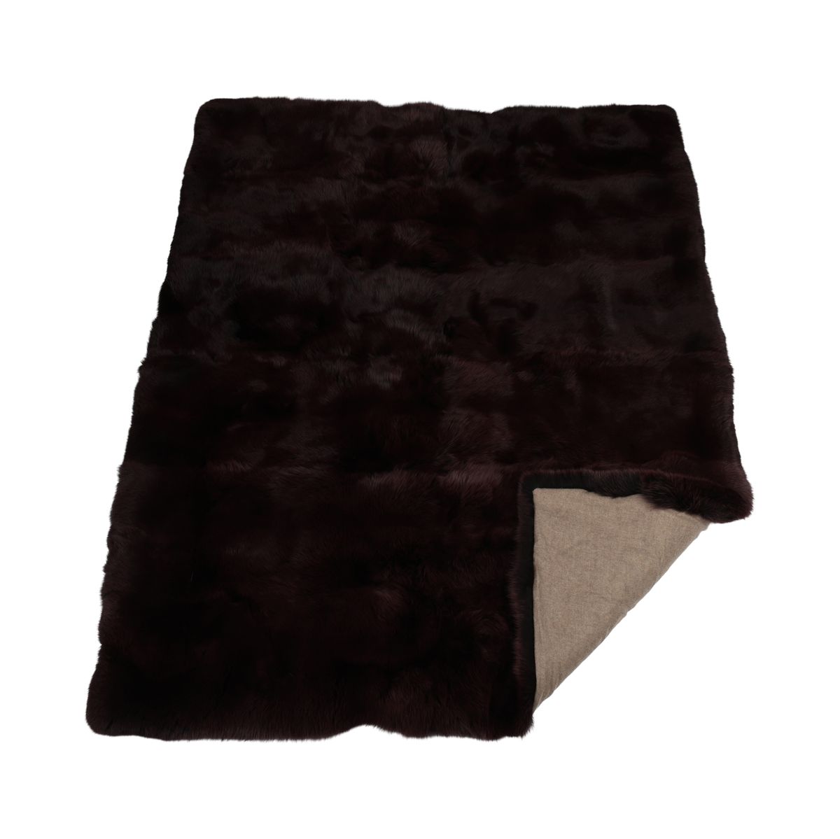 Plaid Premium en Fourrure de Renard | Doublure Cachemire | Violet | 200x170 cm
