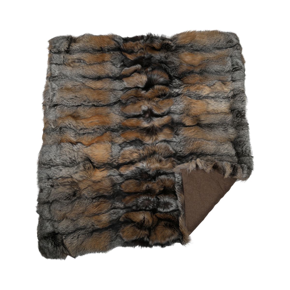 Plaid Premium en Fourrure de Renard | Doublure en Cachemire | Renard Croisé Doré | 180x150 cm