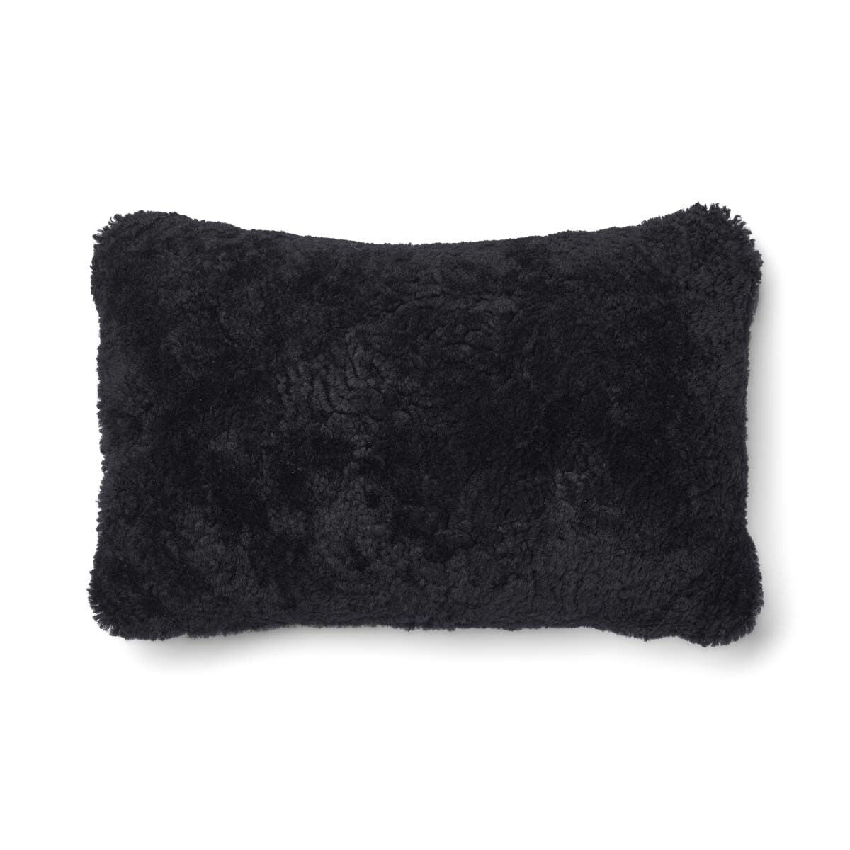 Coussin en laine courte de mouton Fusain/Noir