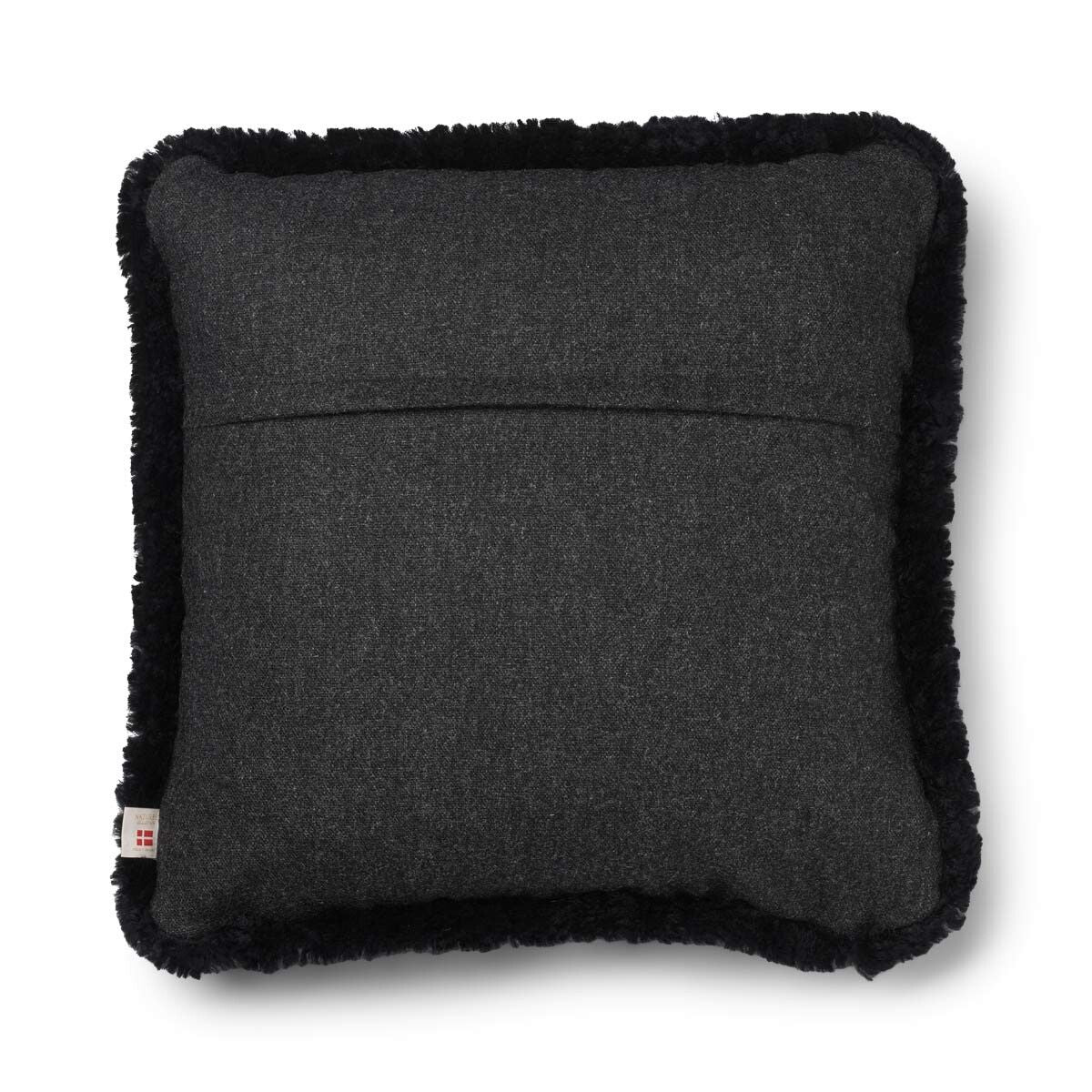 Coussin en laine courte de mouton Fusain/Noir