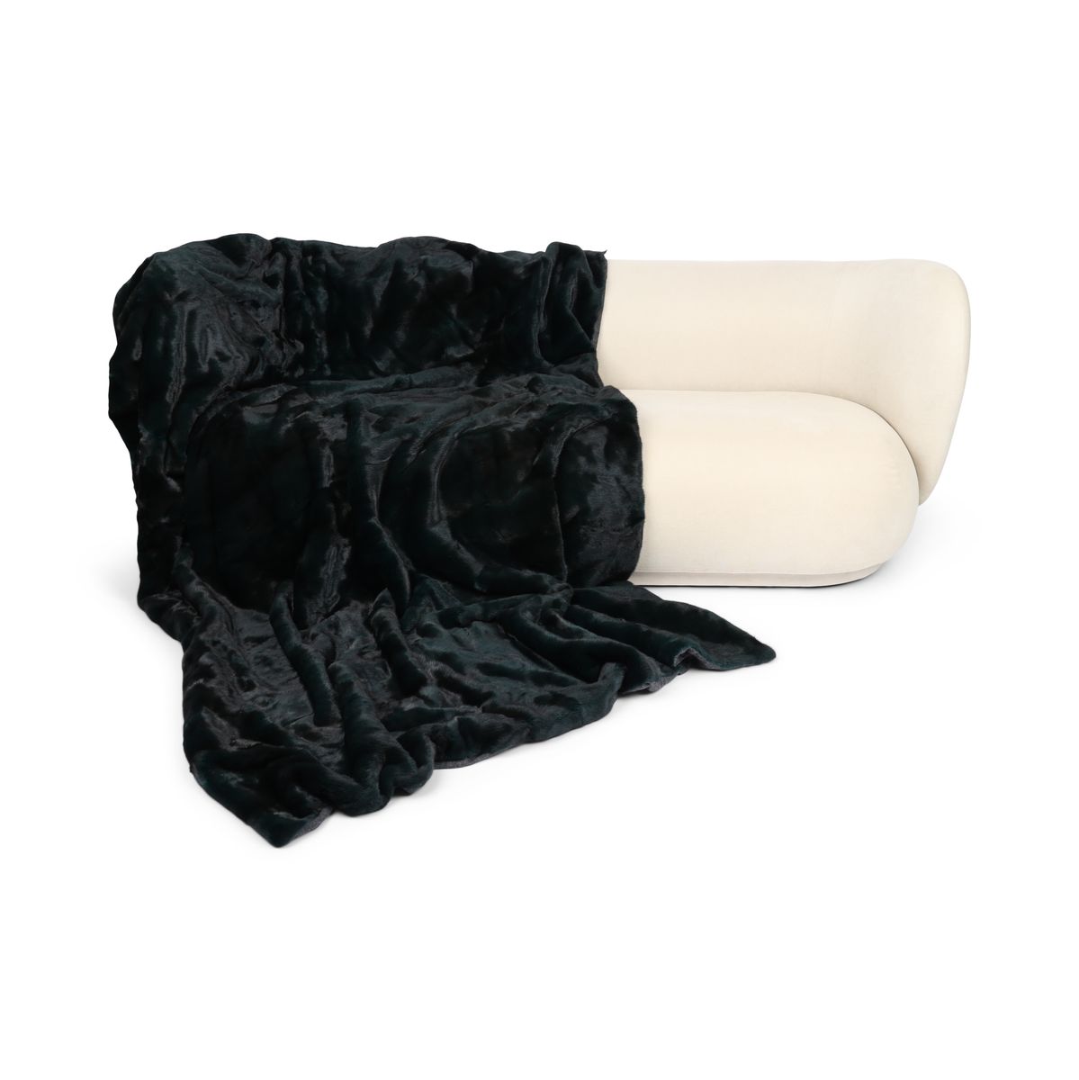 Plaid en vison | Dos en cachemire | Vert antique | 180x210 cm