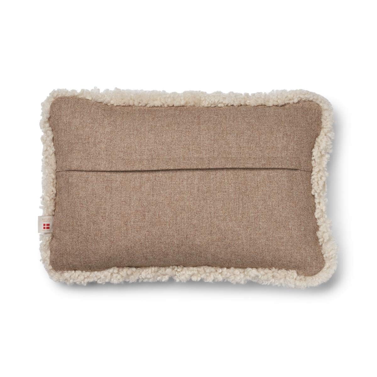 Coussin en laine courte de mouton Beige/Perle