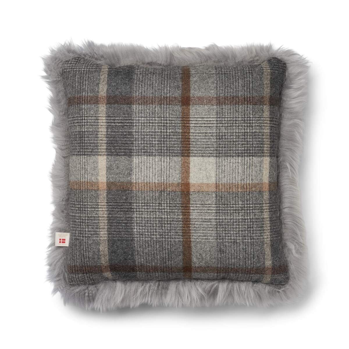 Coussin une face Glencheck-Gris/Gris clair